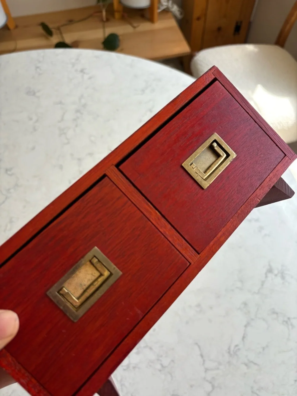 Vintage Wooden Jewelry Organizer with Two Removable Drawers